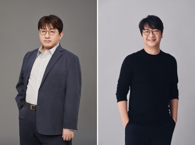 방시혁 하이브 이사회 의장과 윤석준 Global CEO [사진=하이브 ]